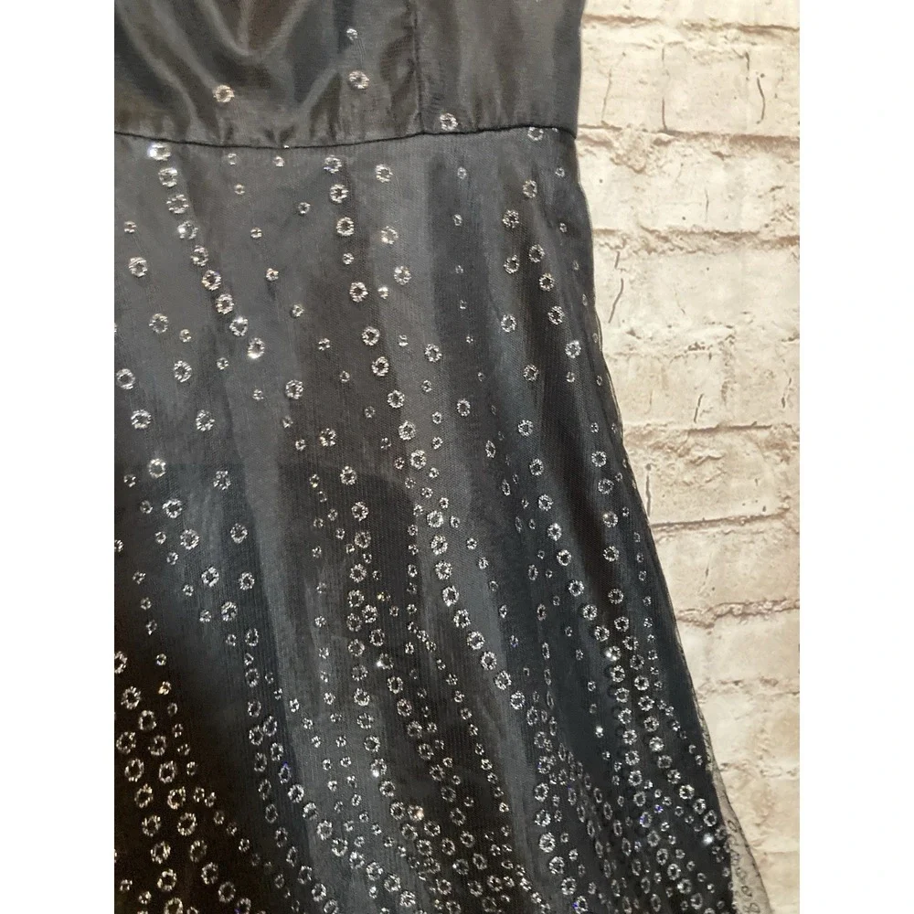 Vintage Y2K BCX Dress 9 Black‎ Glitter Embellished Fit Flare Cocktail Party Mesh